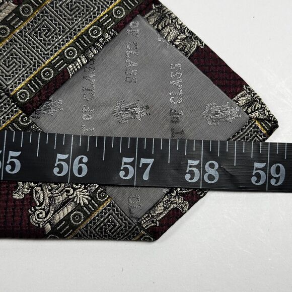 Vintage Robert Talbott Silk Tie Mens Burgundy Greek Key Column 90s Made in USA - Picture 6 of 10
